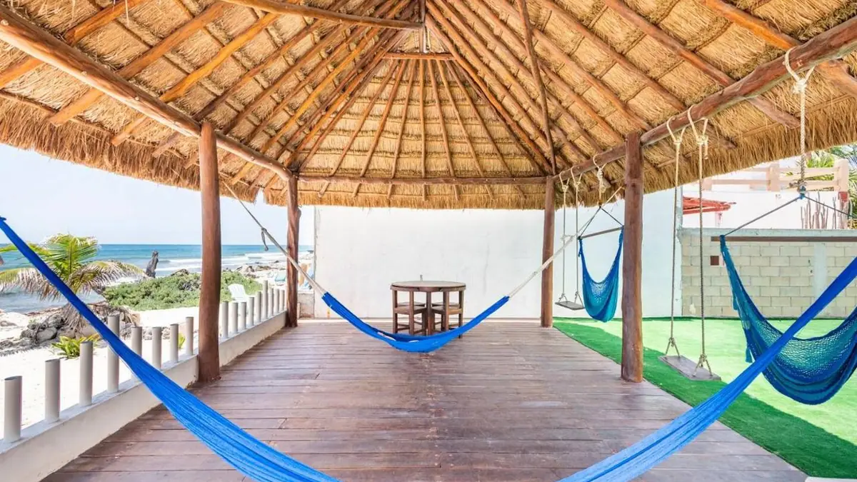Palapa with hammocks and sea views at Villas Najo'